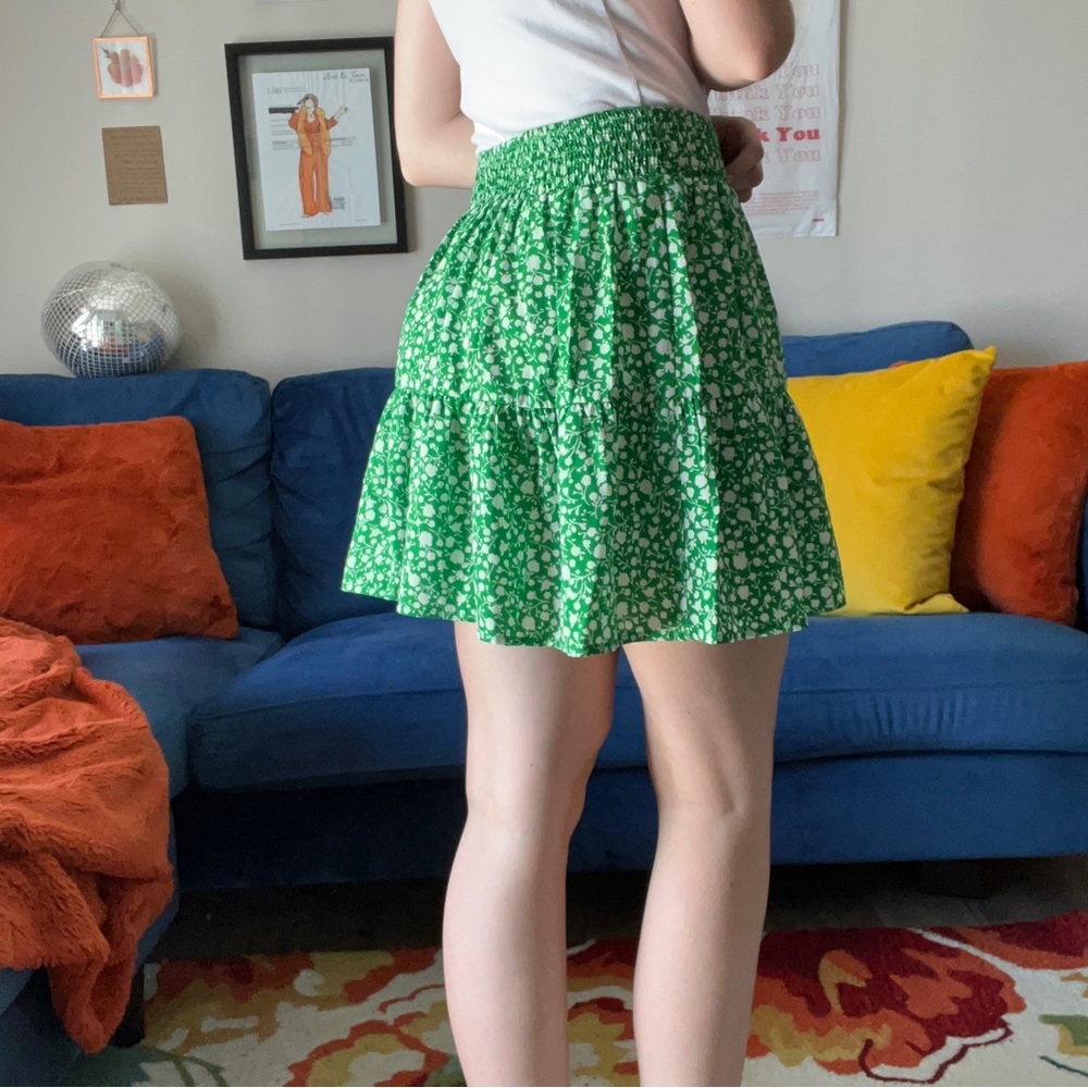 Green floral skirt
